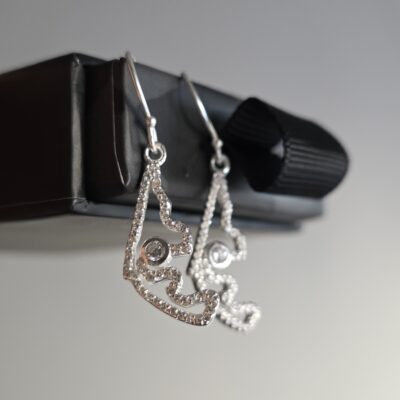 Stone Set Sparkling Yas Marina Sterling Silver Drop Earrings