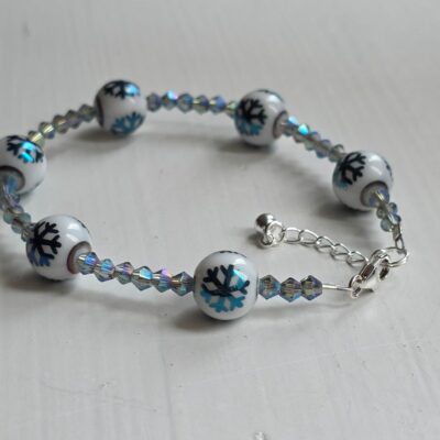 Winter Wonderland Narnia Blue Porcelain Snowflake Bracelet