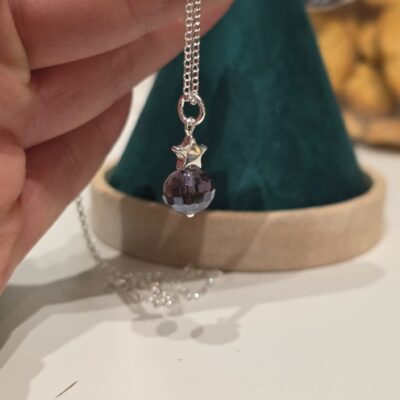 Nina Disco Stars Necklace in Sterling Silver- purple edition