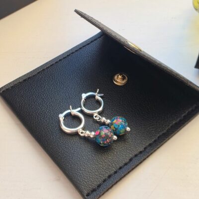 Artist’s Palette Jasper Huggie Hoops in Sterling Silver