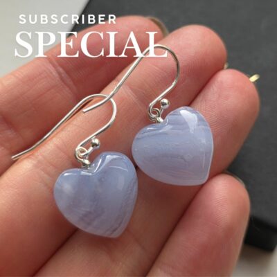Blue Lace Agate Heart Drop Earrings in Sterling Silver - Subscriber Special