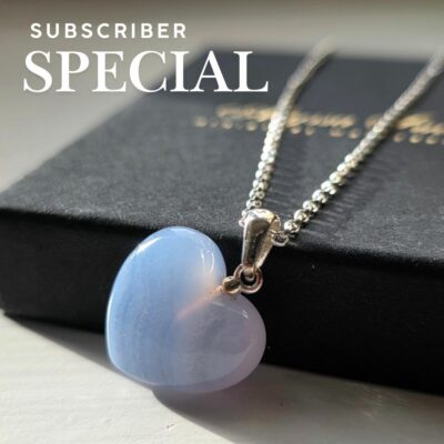 Blue Lace Agate Heart Necklace in Sterling Silver - Subscriber Special