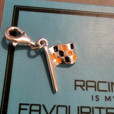 Mclaren Inspired Enamel Flag Charm in Sterling Silver