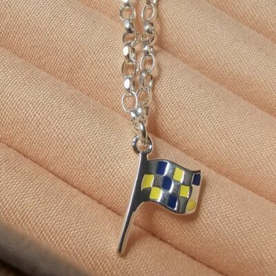 Mini Rossi VR46 Inspired  Enamel Flag Bracelet in Sterling Silver