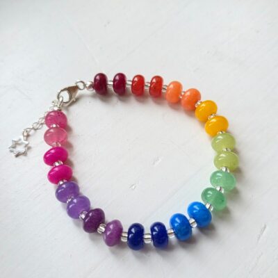 Rainbow Jade Colour Therapy Gemstone Bracelet in Sterling Silver