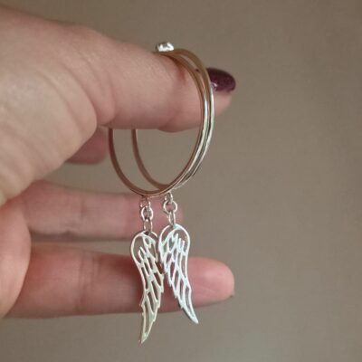 The Wings of an Angel Large Hoop Earrings in Sterling Silver