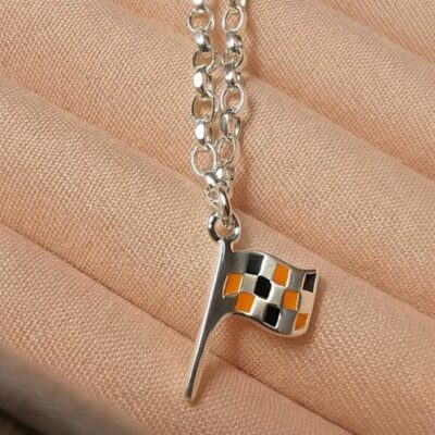 Mclaren Inspired Enamel Flag Bracelet in Sterling Silver