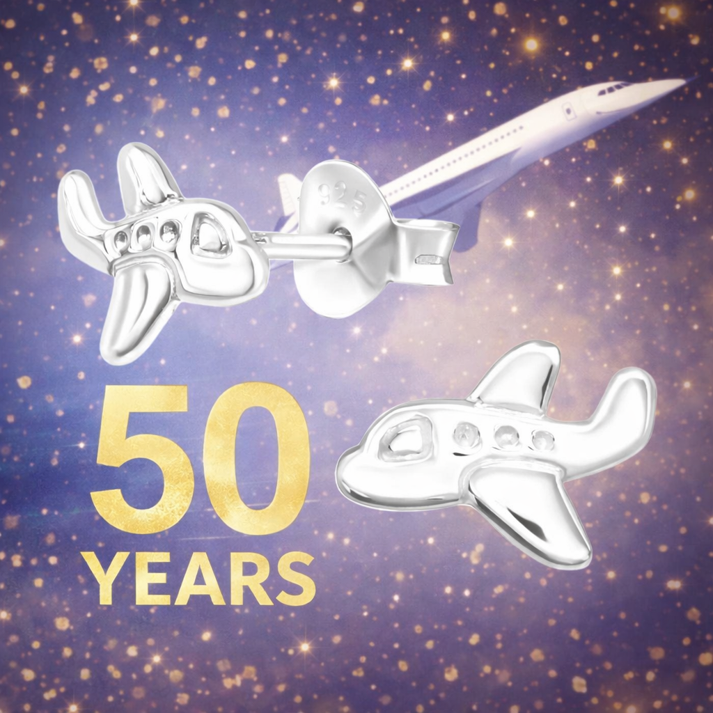 50 Year Concorde Plane Studs in Sterling Silver – Limited Edition