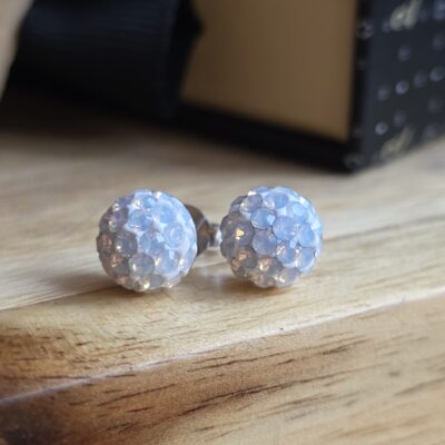 Opal Shine Glitter Bug Studs in Sterling Silver