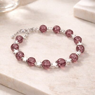 'Nina' Disco Stars Sterling Silver Bracelet - Dusky Pink Edition