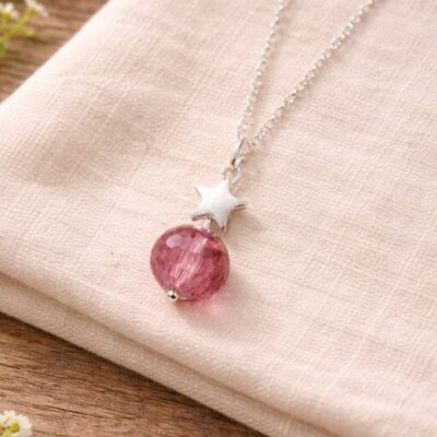 Nina Disco Stars Necklace in Sterling Silver- Dusky Pink Edition