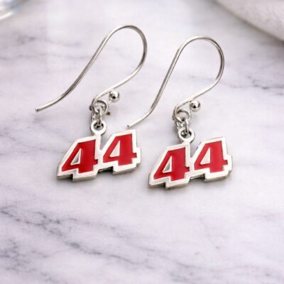 Ferrari Inspired Red 44 Drop Earrings in Sterling Silver