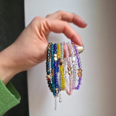 Happy Stars Rainbow Bead Bracelets in Sterling Silver