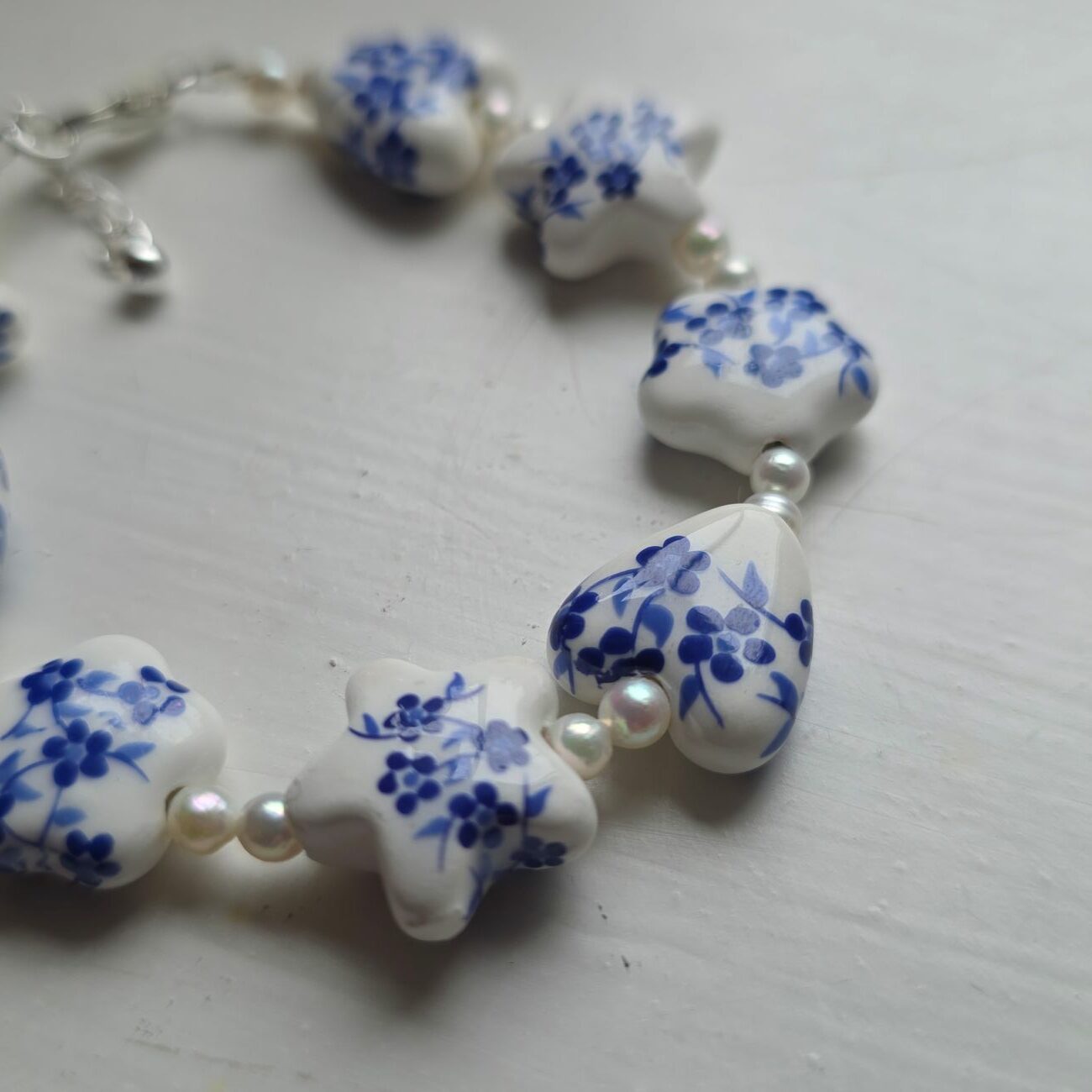 'I Am The Tea' Lady Bridgerton Porcelain, Fresh Water Pearl and Sterling Silver Bracelet - Image 3
