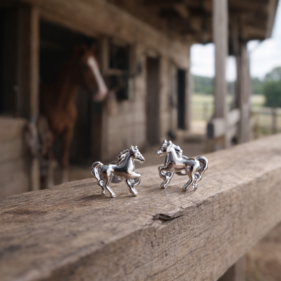 Chinese Year of the Horse Studs in Sterling Silver