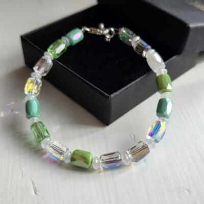 Tubular Garden Green Bracelet in Sterling Silver