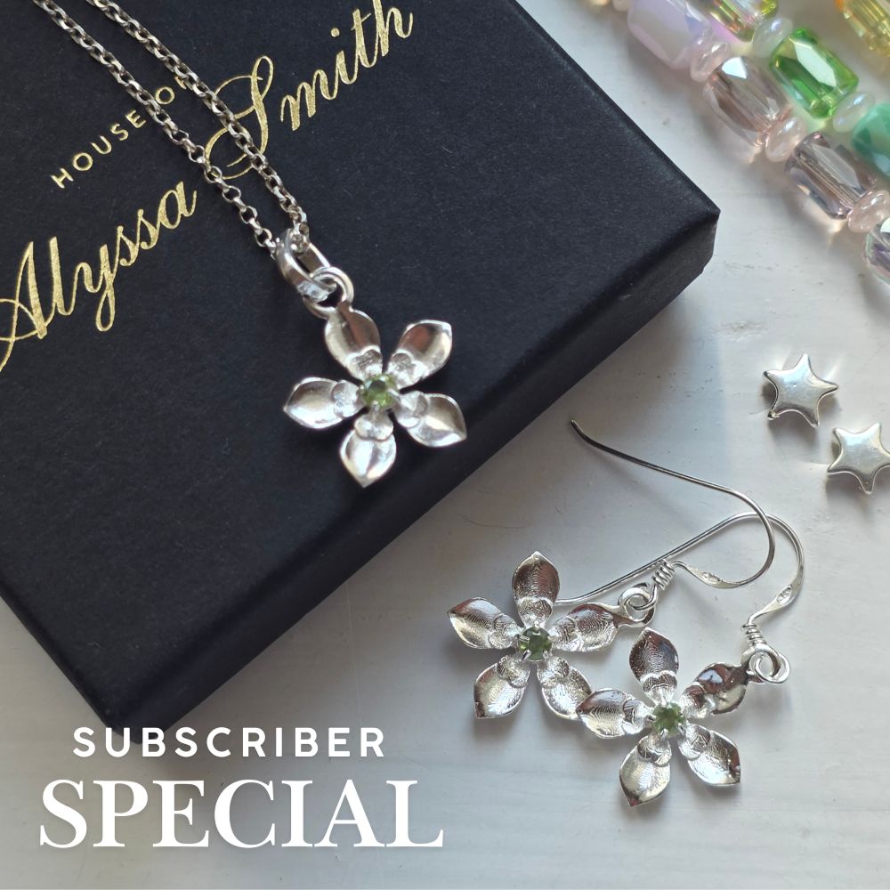 Beautiful Peridot Cherry Blossom Drop Earrings in Sterling Silver - Subscriber Special