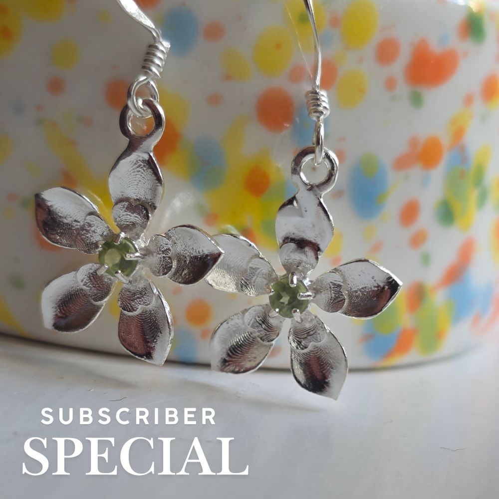 Beautiful Peridot Cherry Blossom Drop Earrings in Sterling Silver - Subscriber Special - Image 2