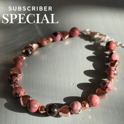 Beautiful Rhodonite Gemstone Bracelet in Sterling Silver - Subscriber Special