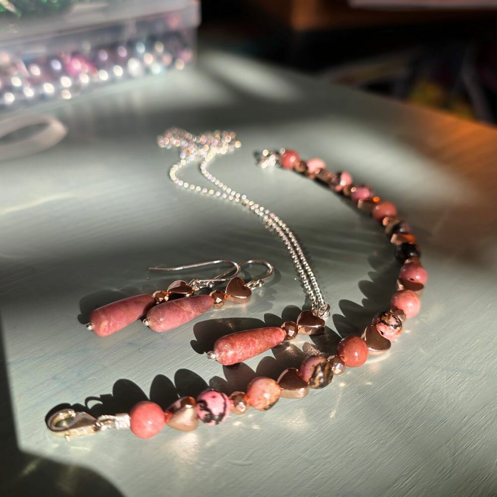 Beautiful Rhodonite Long Drop Earrings in Sterling Silver - Subscriber Special - Image 4