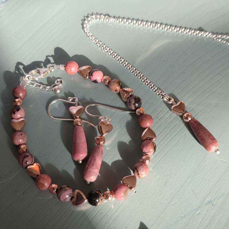 Beautiful Rhodonite Long Drop Earrings in Sterling Silver - Subscriber Special - Image 3