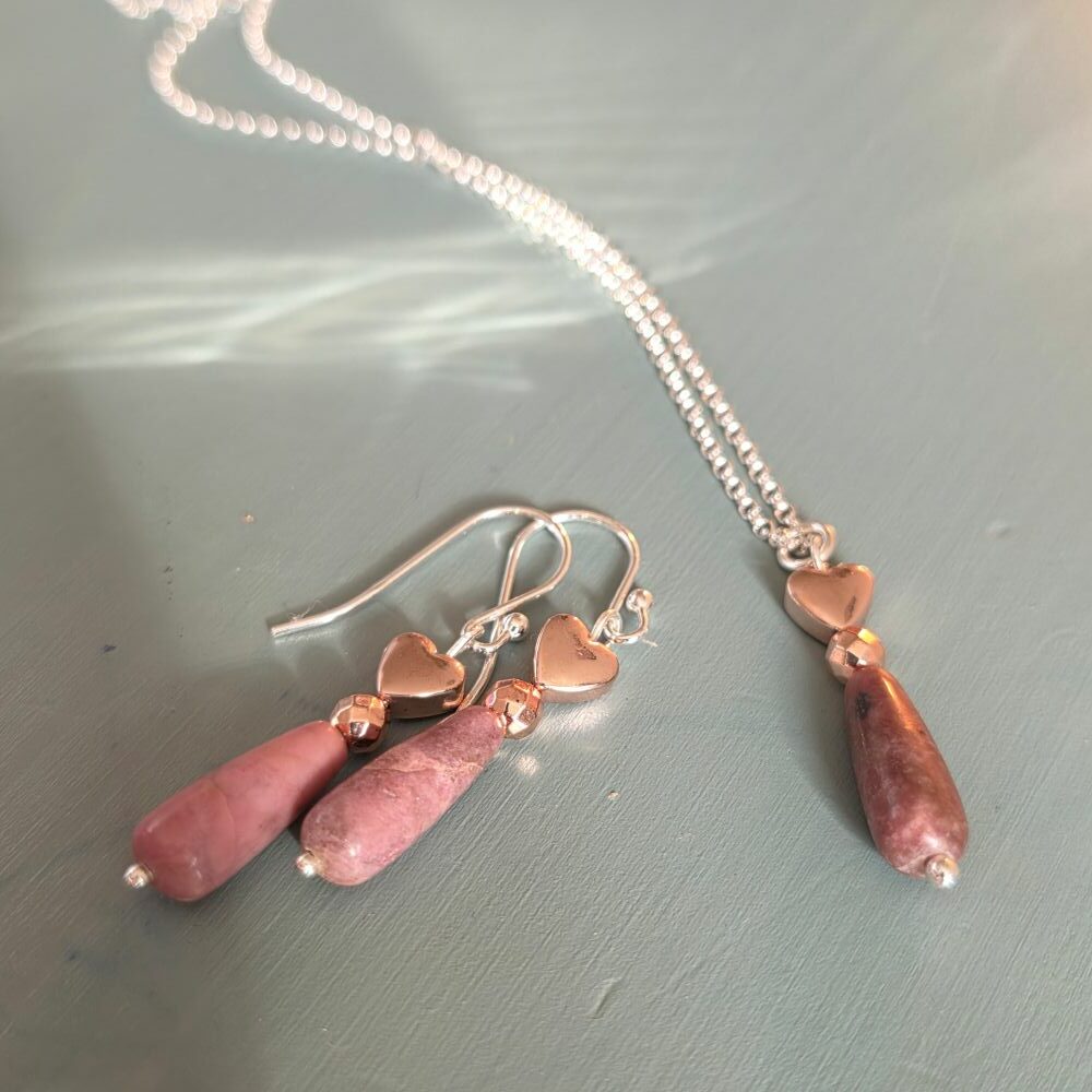 Beautiful Rhodonite Long Drop Earrings in Sterling Silver - Subscriber Special - Image 2