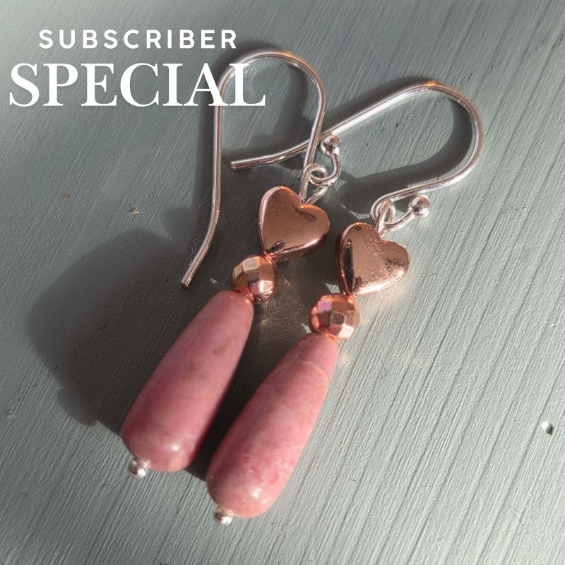 Beautiful Rhodonite Long Drop Earrings in Sterling Silver - Subscriber Special