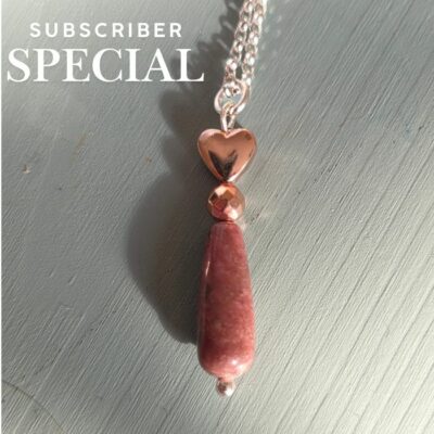 Beautiful Rhodonite Long Drop Necklace in Sterling Silver - Subscriber Special