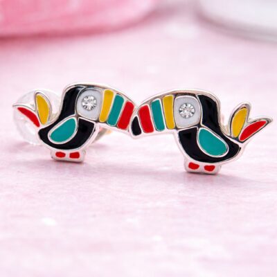 Colourful Toucan Studs in Sterling Silver