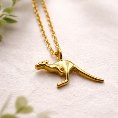 Golden Kangaroo Necklace in Sterling Silver