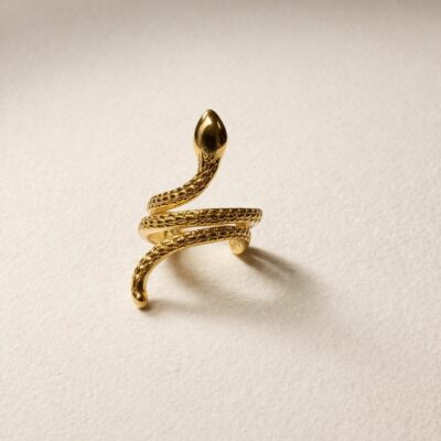 Golden Snake Ear Cuff in Sterling Silver