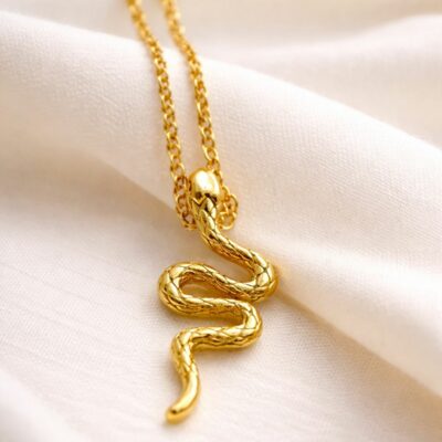 Golden Snake Necklace in Sterling Silver