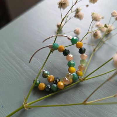 Green Springtime Meadow Hoop Earrings in Sterling Silver