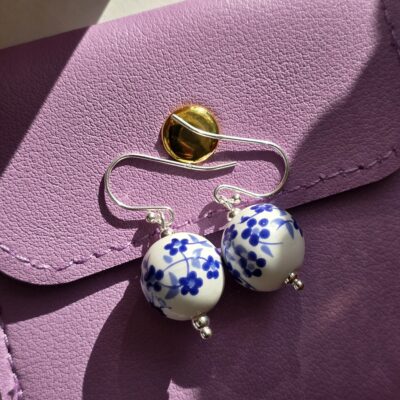 'I Am The Tea' Lady Bridgerton Porcelain Sterling Silver Drop Earrings