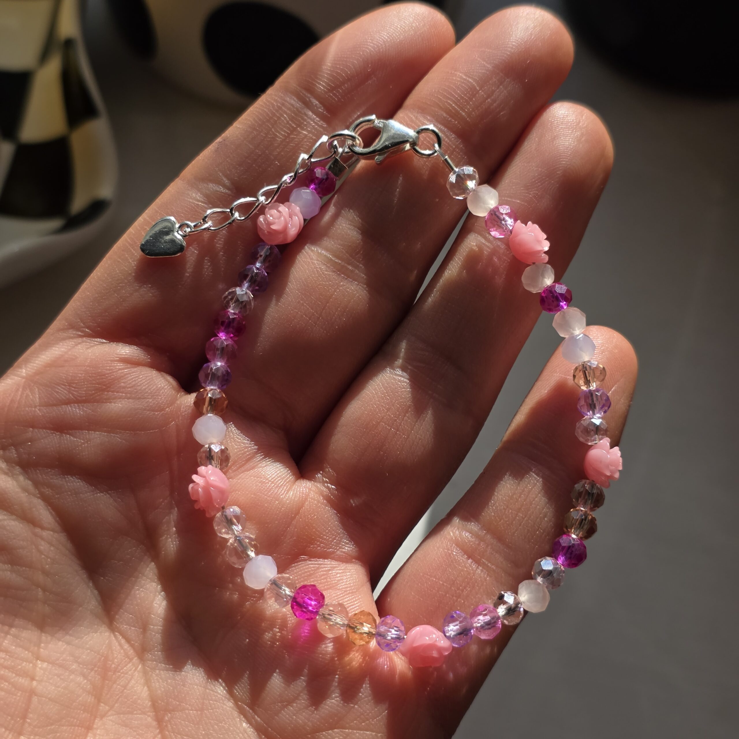 Arabella's Pink Springtime Blooms Bracelet in Sterling Silver