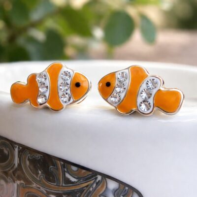 Nemo Clownfish Studs in Sterling Silver