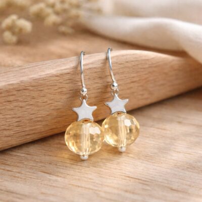 Nina Disco Stars  Drop Earrings in Sterling Silver- Sunny Yellow Edition