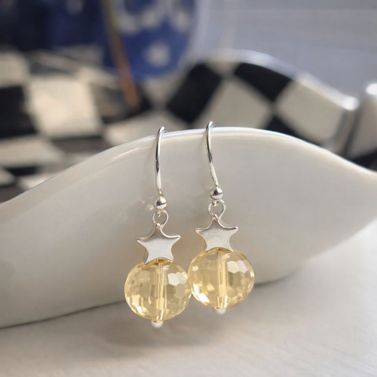 Nina Disco Stars Drop Earrings in Sterling Silver- Sunny Yellow Edition - Image 2
