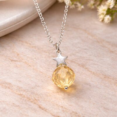 Nina Disco Stars Necklace in Sterling Silver- Sunny Yellow Edition