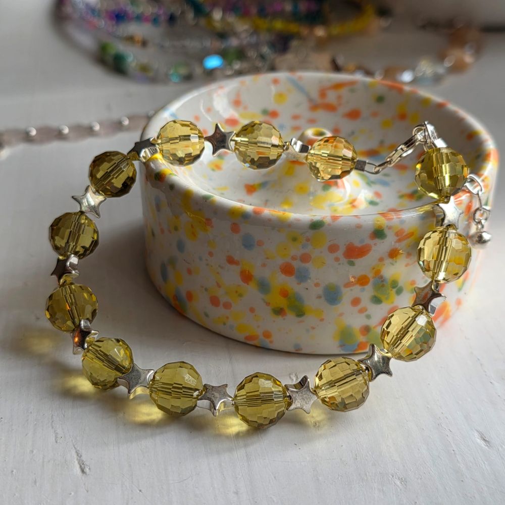 'Nina' Disco Stars Sterling Silver Bracelet - Sunny Yellow Edition - Image 3