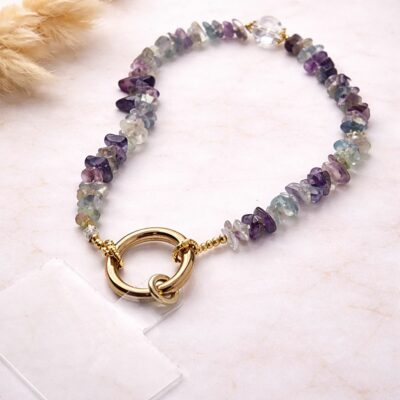 Rainbow Fluorite Gemstone Phone Strap