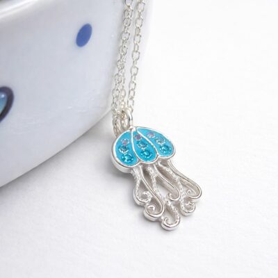 Sparkling Jellyfish Necklace in Sterling Silver