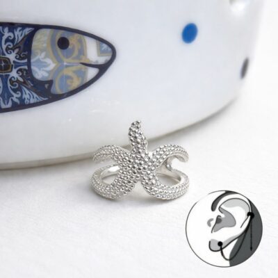 Starfish Ear Cuff in Sterling Silver