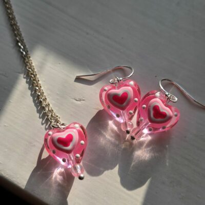 The Sweetie Pie Glass Heart Necklace - Pink Edition