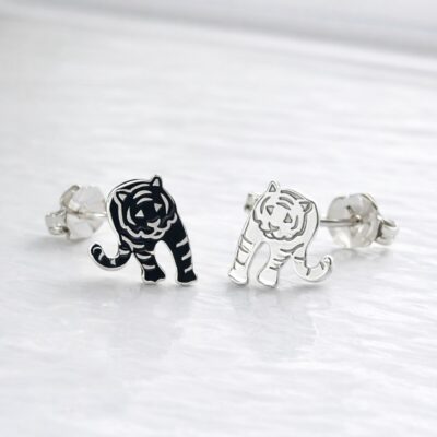 Tiger Studs in Sterling Silver