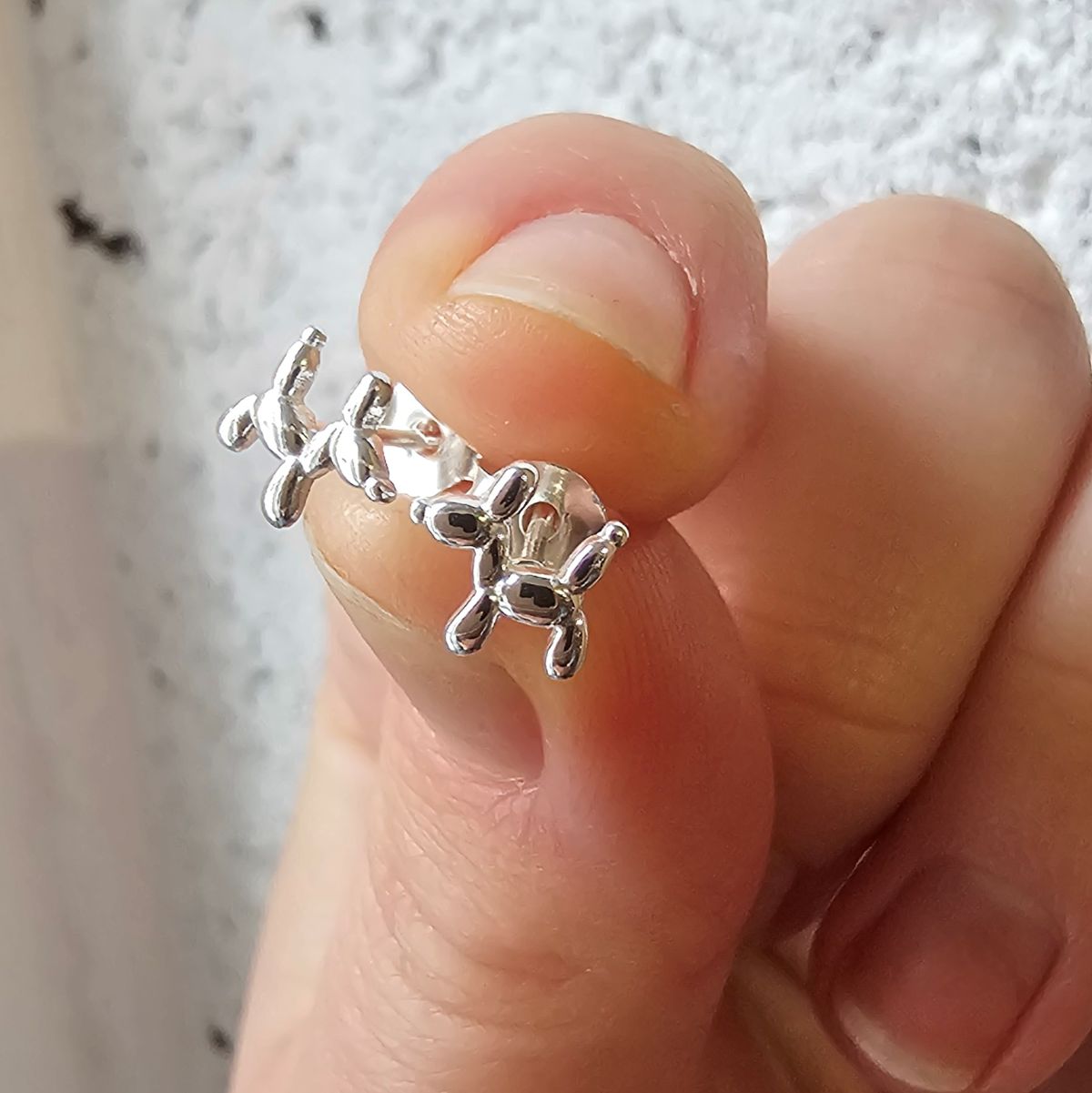 Tiny Balloon Poodle Stud Earrings in Sterling Silver - Image 2