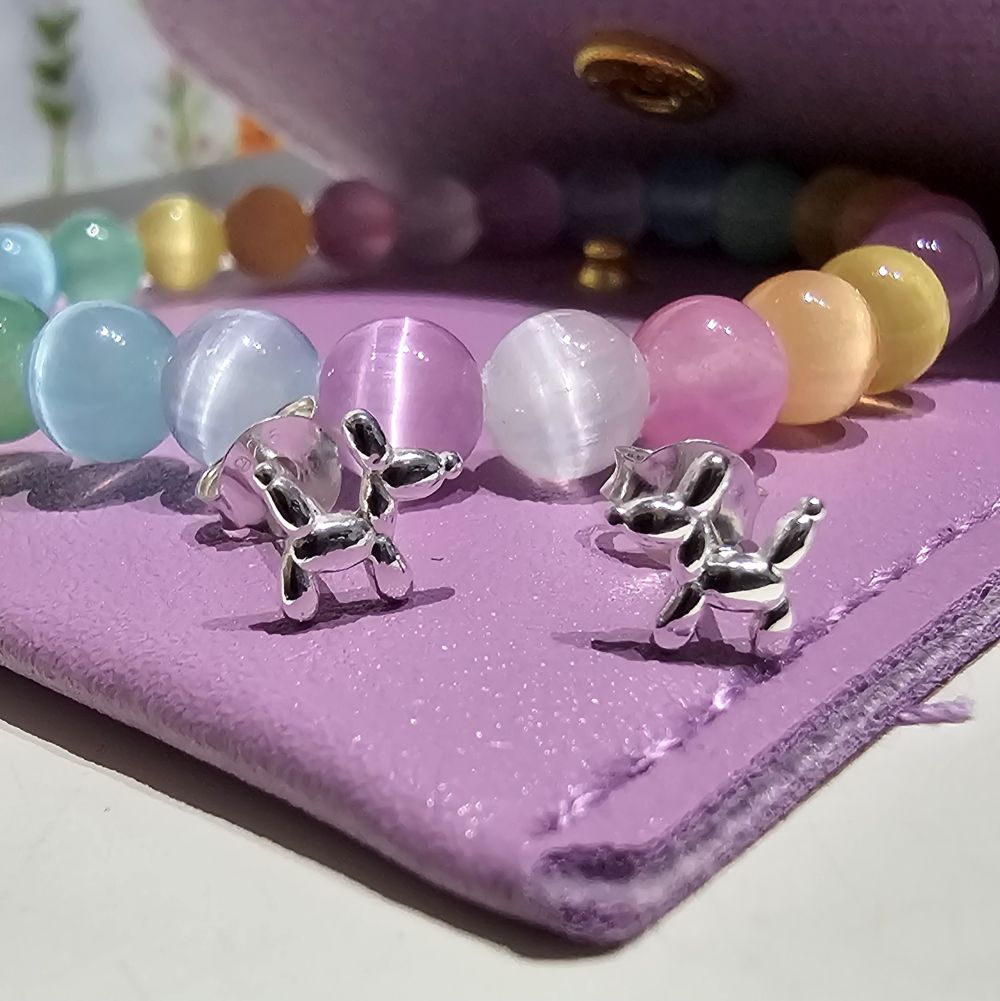 Tiny Balloon Poodle Stud Earrings in Sterling Silver - Image 3