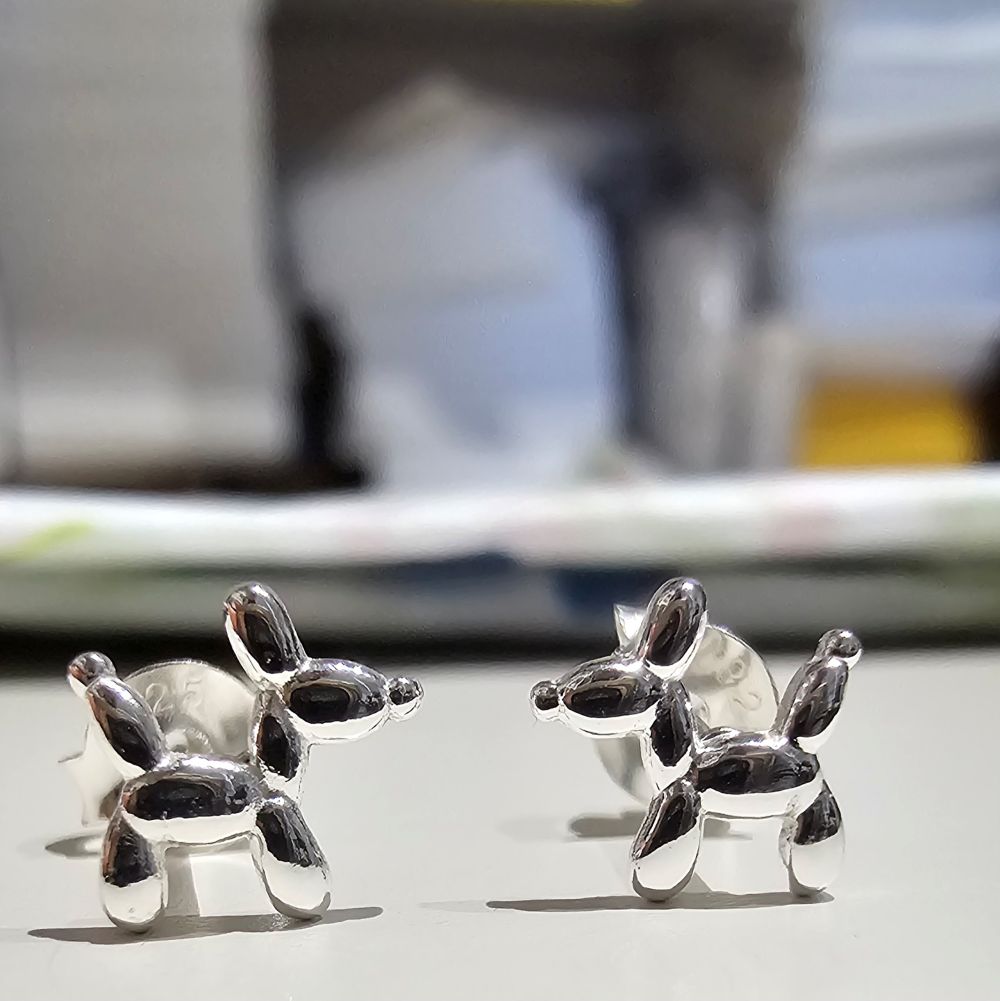 Tiny Balloon Poodle Stud Earrings in Sterling Silver - Image 5