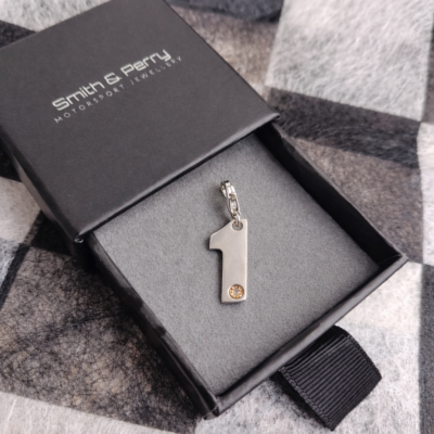 Miniature 1 Charm in Sterling Silver with Papaya Stone