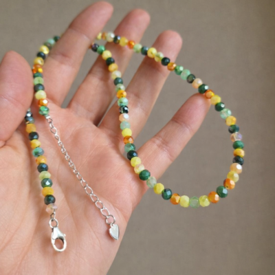 Green Springtime Meadow Necklace in Sterling Silver